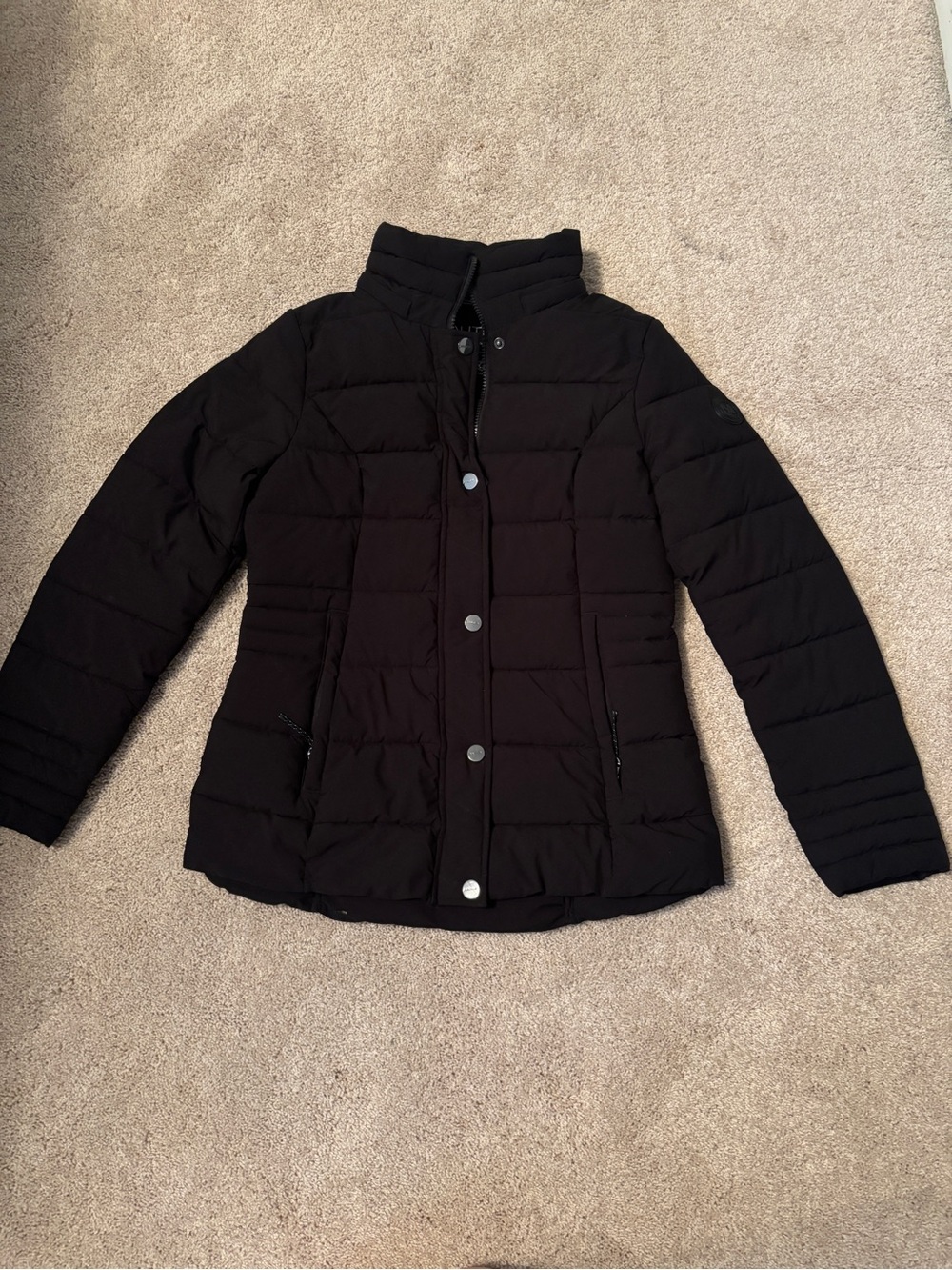 Nautica Black Quilted Puffer Jacket with Zip/Snap Front